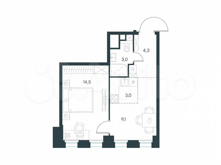 1-к. квартира, 33,9 м², 16/31 эт.