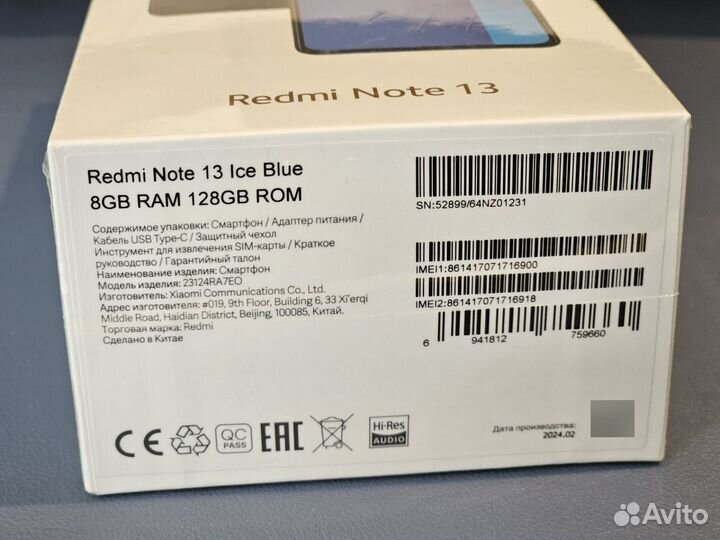 Xiaomi Redmi Note 13, 8/128 ГБ