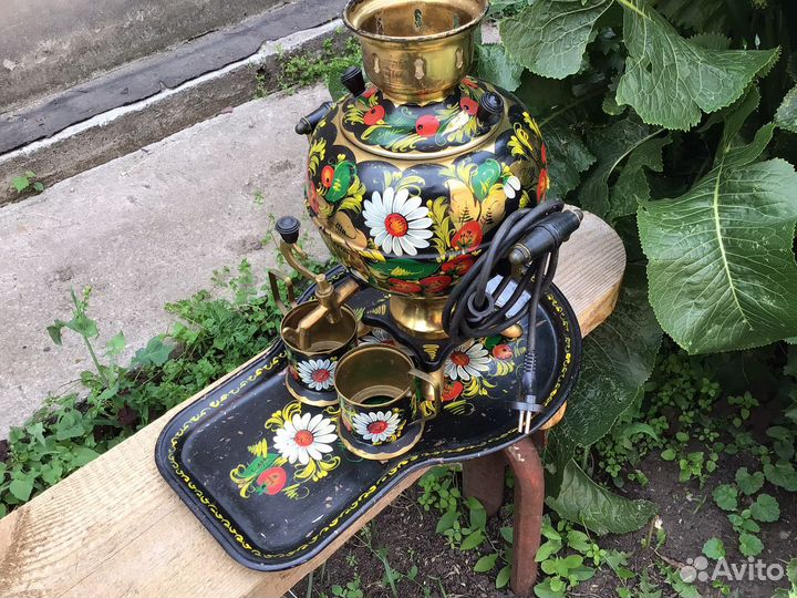 Электро самовар расписной в наборе
