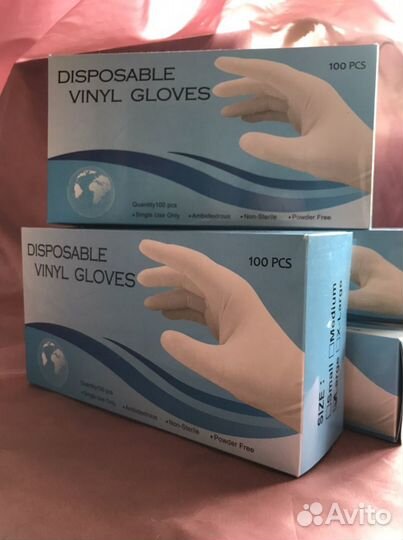 Перчатки виниловые 100 шт