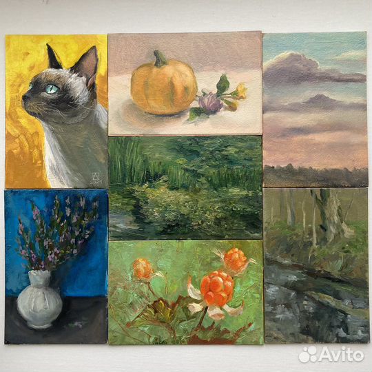 Миникартины маслом авторские