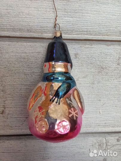 Елочная игрушка Снеговик в шарфике СССР