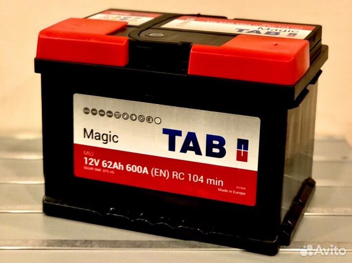 Аккумулятор TAB 62 Ач обр. пол. (низкий )