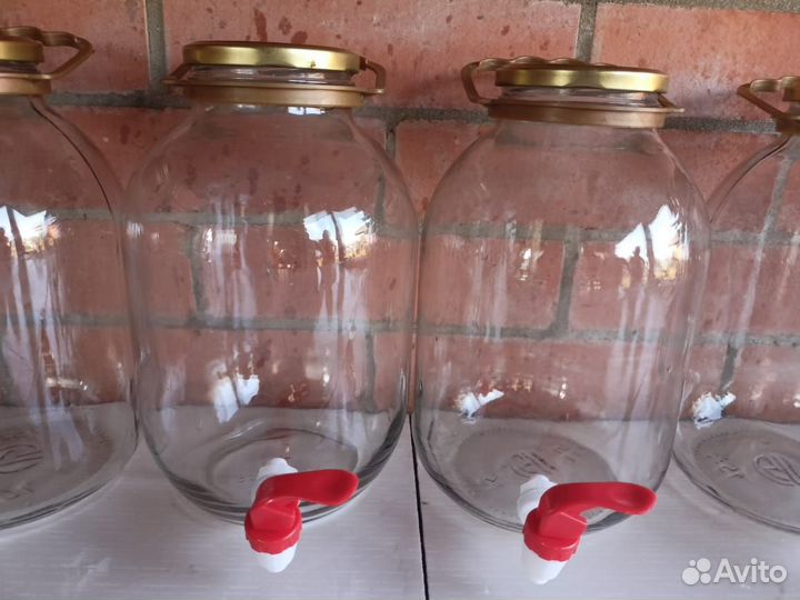 Стеклянная банка 3л с краном и ручкой