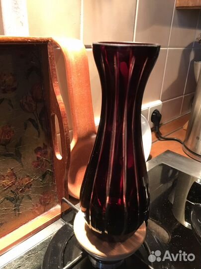 Ваза, графин, цветное стекло, марганцевое