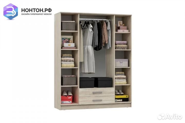 Шкаф Мартина 4-дверный белый / дуб сонома