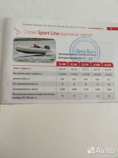 Лодка Badger.серия Sport Line