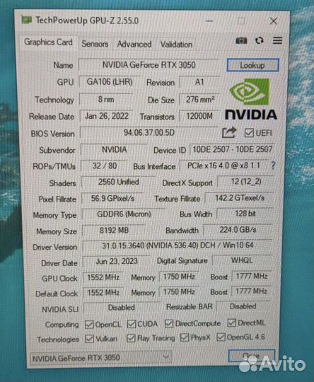 RTX 3050-8GB Palit Storm X