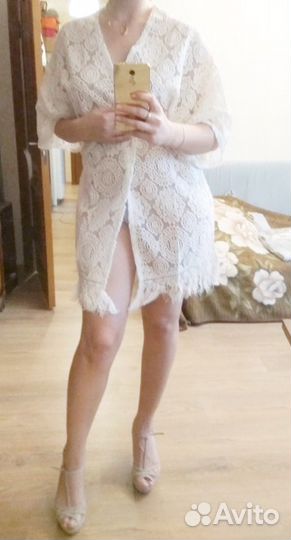 Платье/ Пляжный белый халат / Пляжное парео