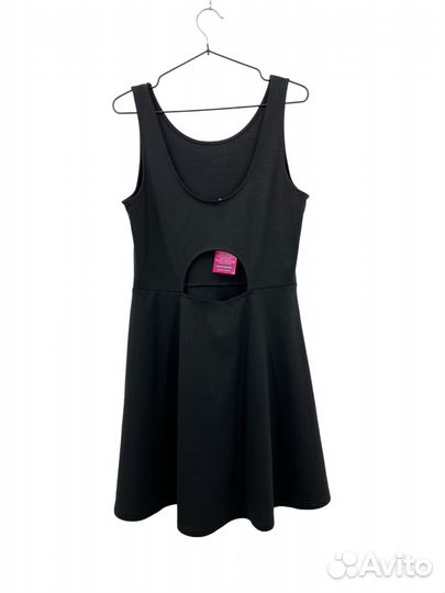 Платье черное с вырезом на спине, 44, H&M