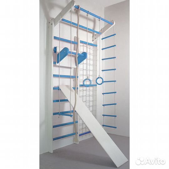 Детский пристенный комплекс Комби бело-голубой