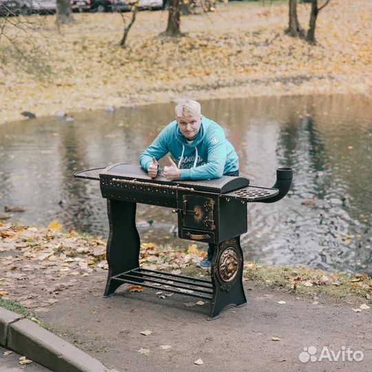 Мангал с печью под казан
