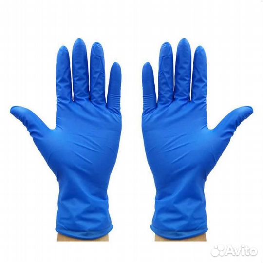 Перчатки медицинские нитриловые Raysen (голубые)