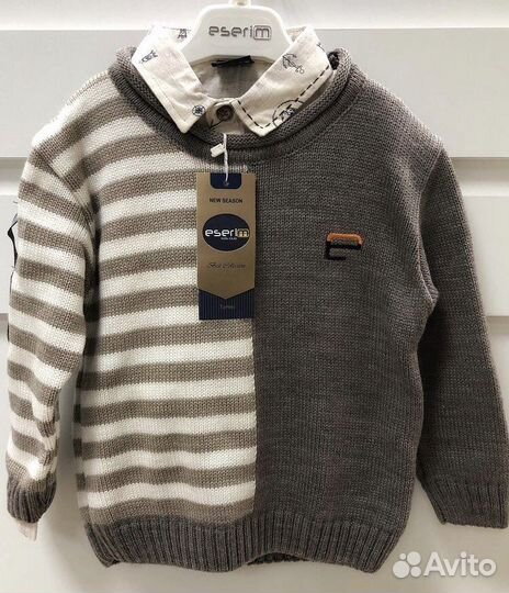 Новый джемпер, рубашка, брюки, Комплект тройка