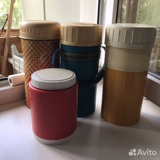 Термос 1л СССР с широким горлом и термобанка 0,5л