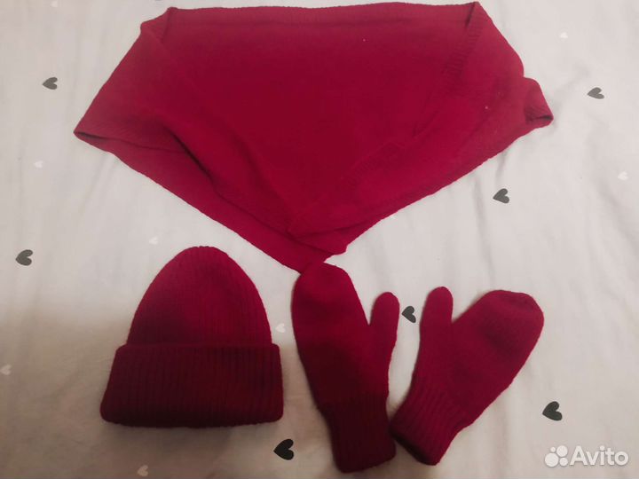 Шапка, шарф и варежки зимние, комплект