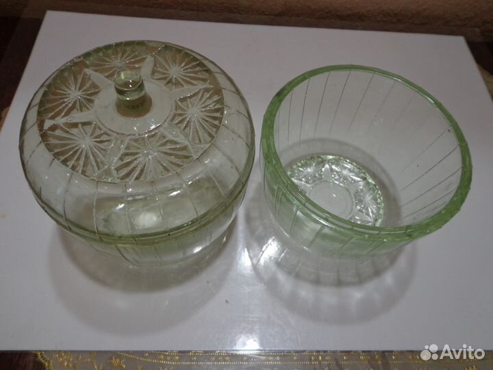 Стеклянная посуда 1956 г. сахарница, стакан СССР