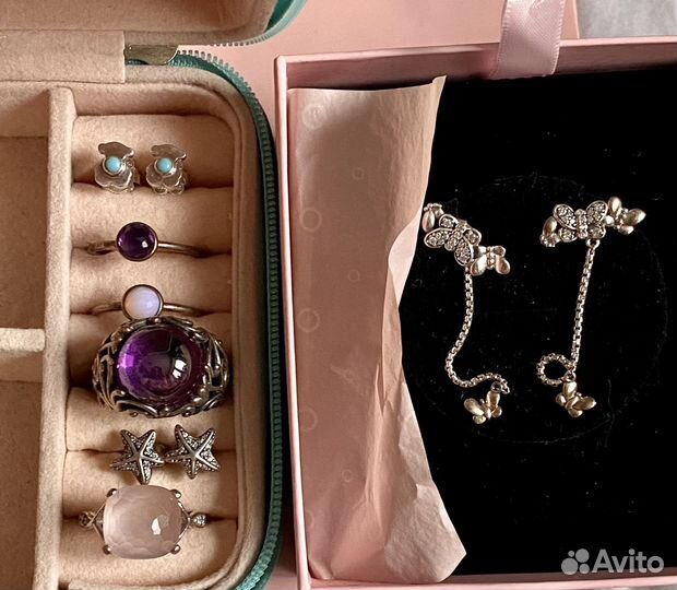 Pandora серьги кольца