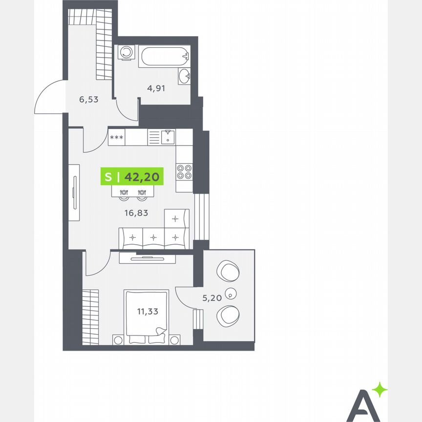 1-к. квартира, 41,5 м², 11/12 эт.