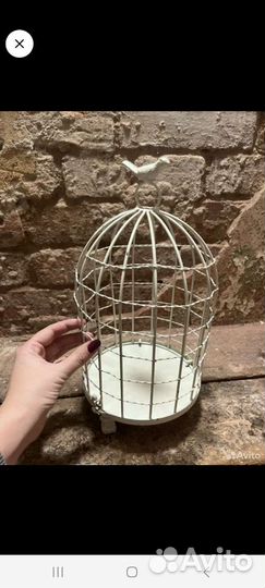 Клетка декоративная с птичкой прованс/антик