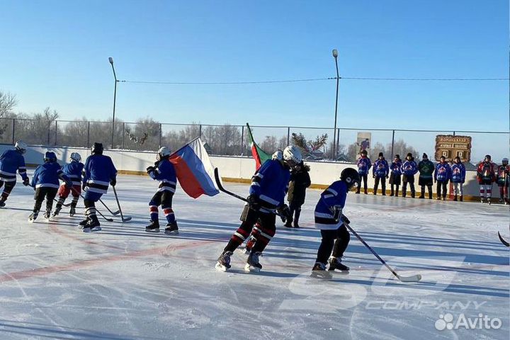 Хоккейная коробка из стеклопластиковых панелей