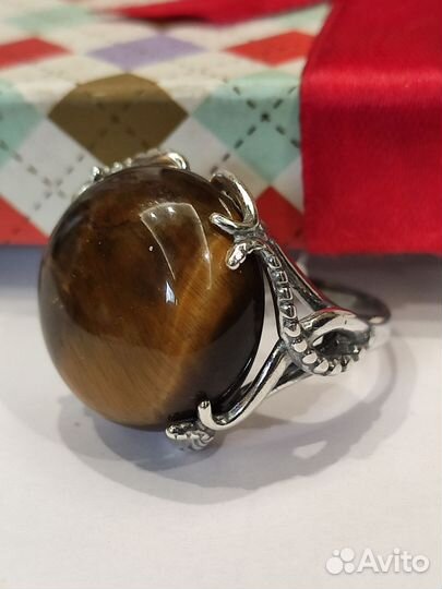Кольцо с тигровым глазом. 18.5размер