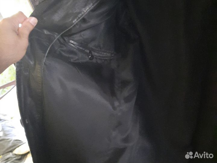 Кожаный плащ тренч мужской
