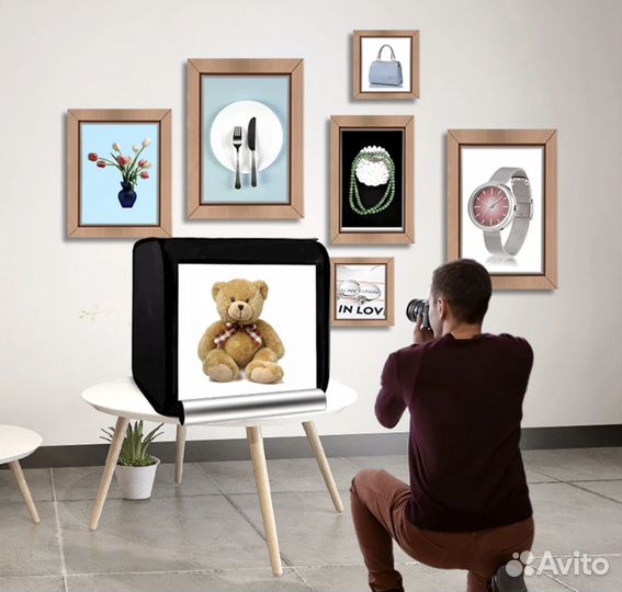 Фотобокс для домашней фотосъемки 40х40 см + фоны