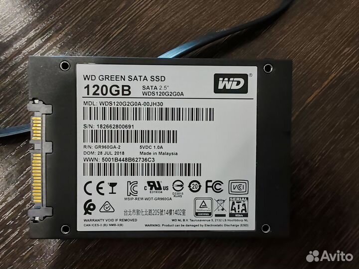 Внутренний накопитель WD Green 120 gb