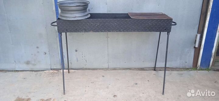Мангал длинный из железа 4 мм с печью под казан