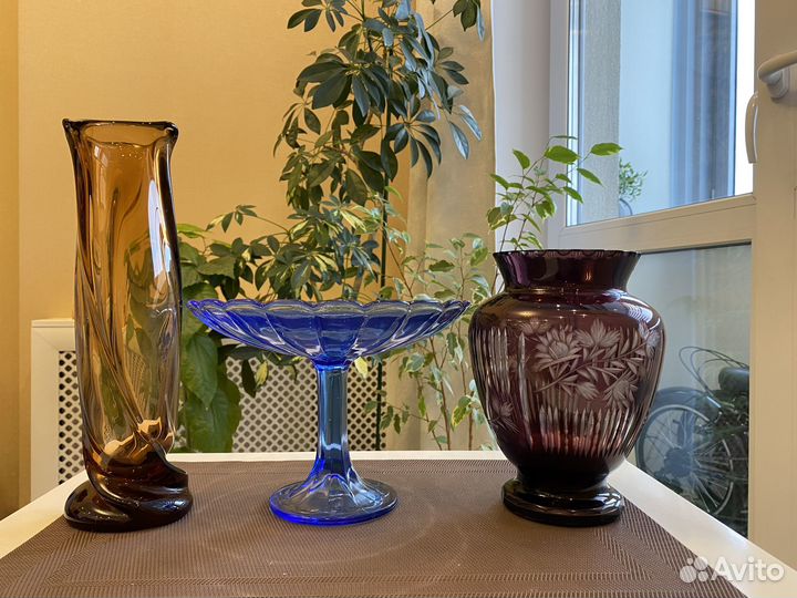 Ваза цветное стекло винтаж СССР