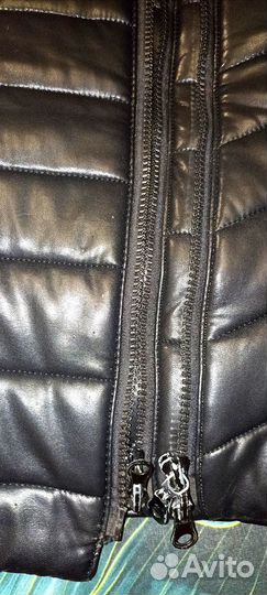 Пуховик кожзам женский