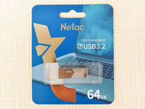 Флешка 64 гб USB 3.2 Netac Новая Металл