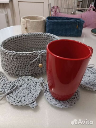 Корзина вязаная органайзер
