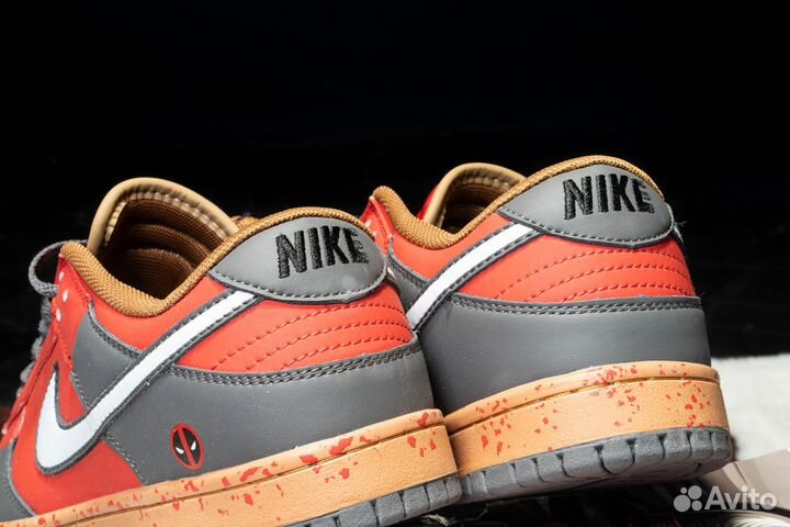 Кроссовки мужские Nike dunk deadpool красно-серые