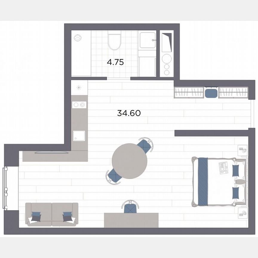 Апартаменты-студия, 39,4 м², 5/14 эт.