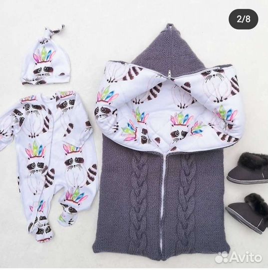 Вязаное одеяло. Конверт для новорожденного