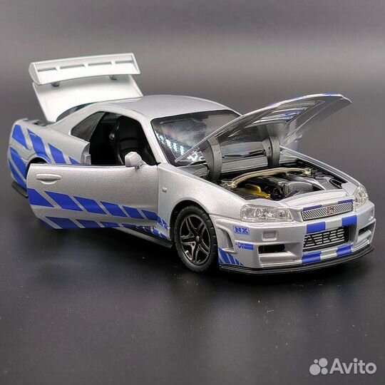 Машина металлическая Nissan skyline gtr r34