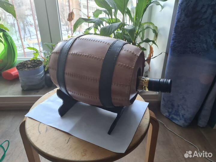 Бар бочка кожаная ручной работы.Отличный подарок