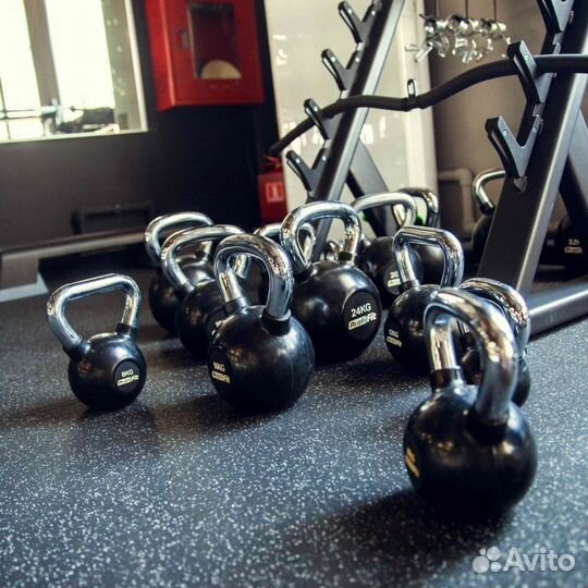 Гиря 28 кг обрезиненная с хромированной ручкой