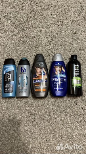 Шампунь, гель для душа мужские, 5 шт