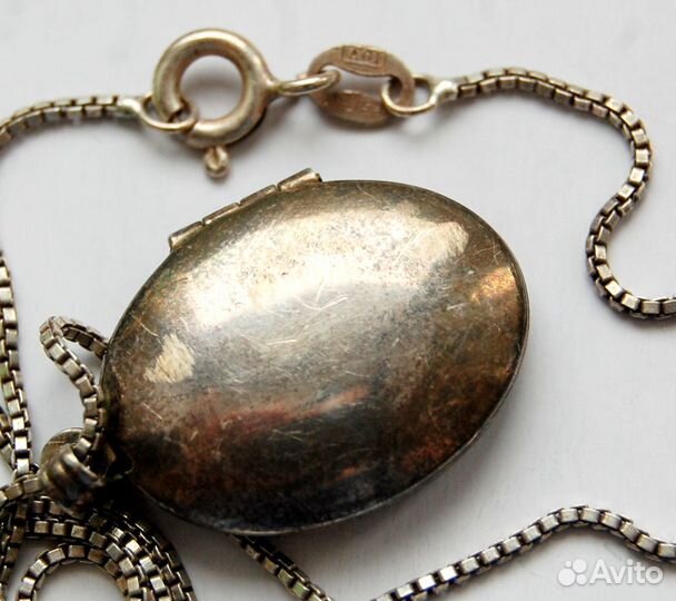 Локет с цепочкой в викторианском стиле, стерлинг