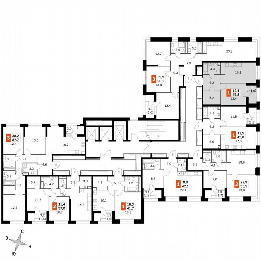 1-к. квартира, 45,4 м², 11/11 эт.