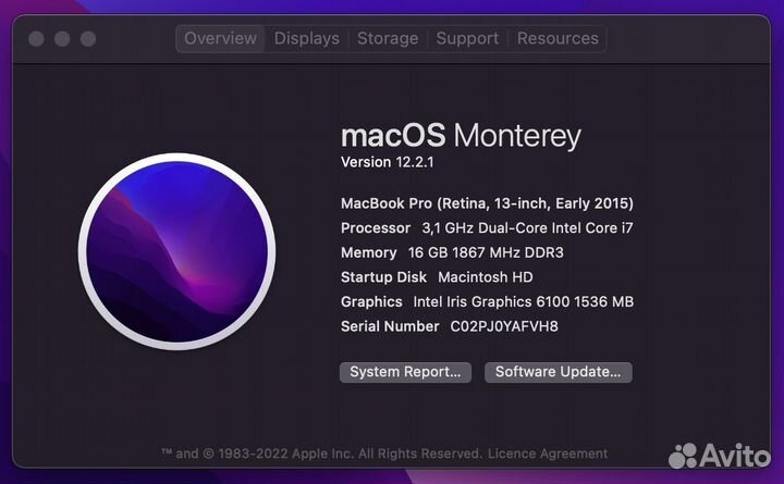 Apple MacBook Pro 13 i7 3.1Ghz/16Gb/1Tb как новый