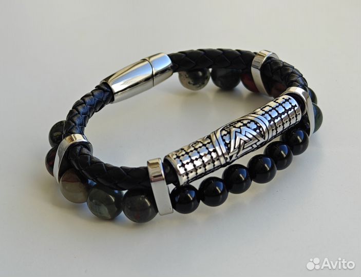 Кожаный мужской браслет