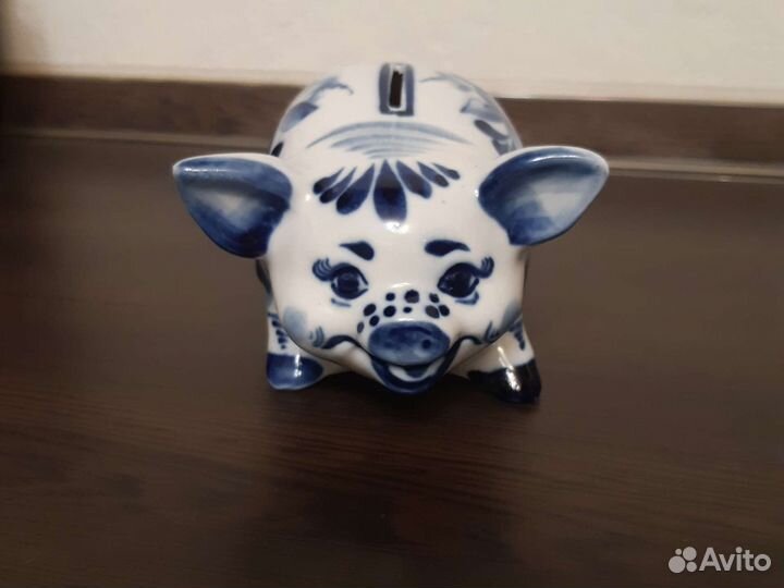Копилка Поросёнок Гжель