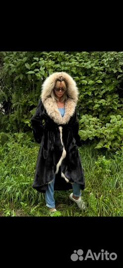 Шуба норковая 42 44 длинная с капюшоном