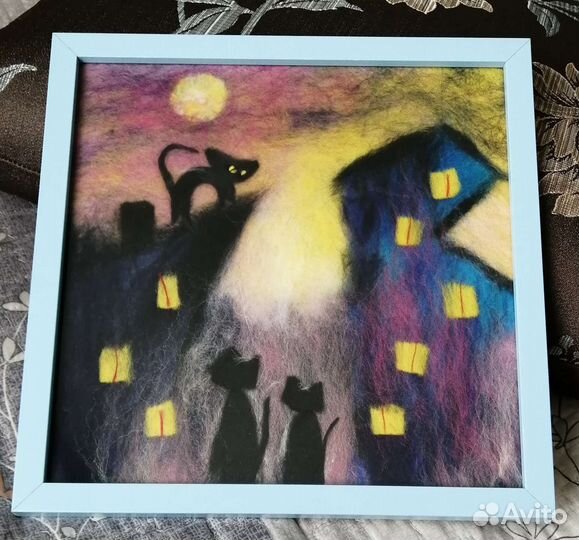 Картина в технике шерстяная акварель