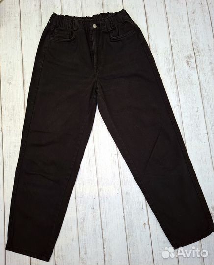 Черные джинсы мом H&M и свитер 42