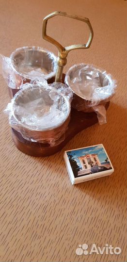 Соусники из меди на подставке из дерева